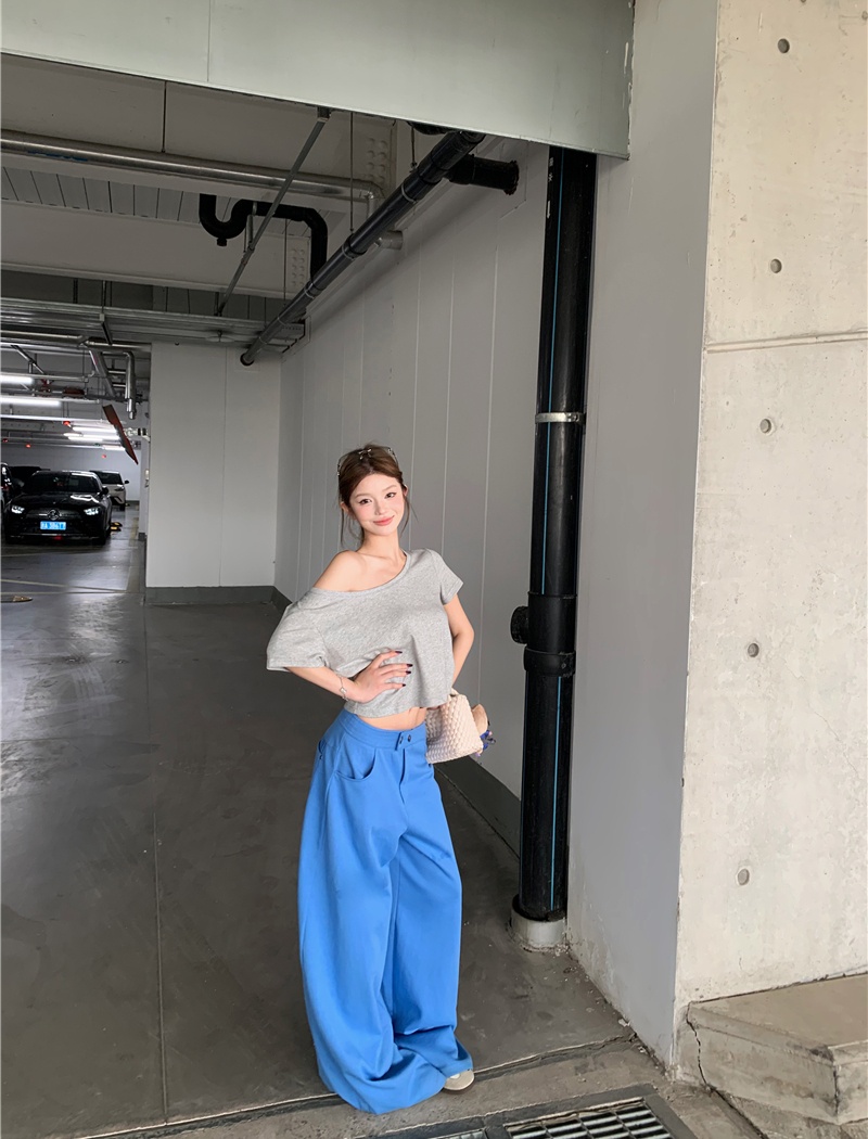 Korean style lazy wide leg pants Casual tops for women