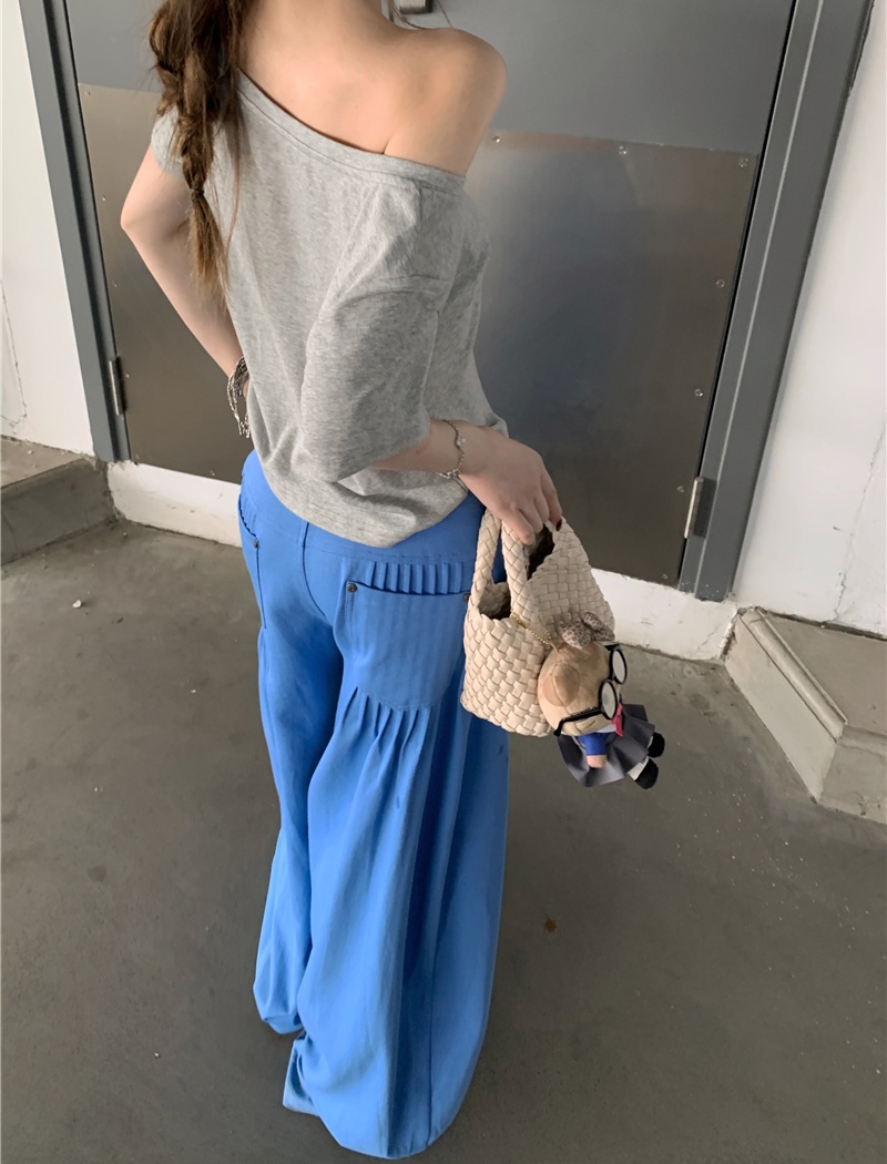 Korean style lazy wide leg pants Casual tops for women