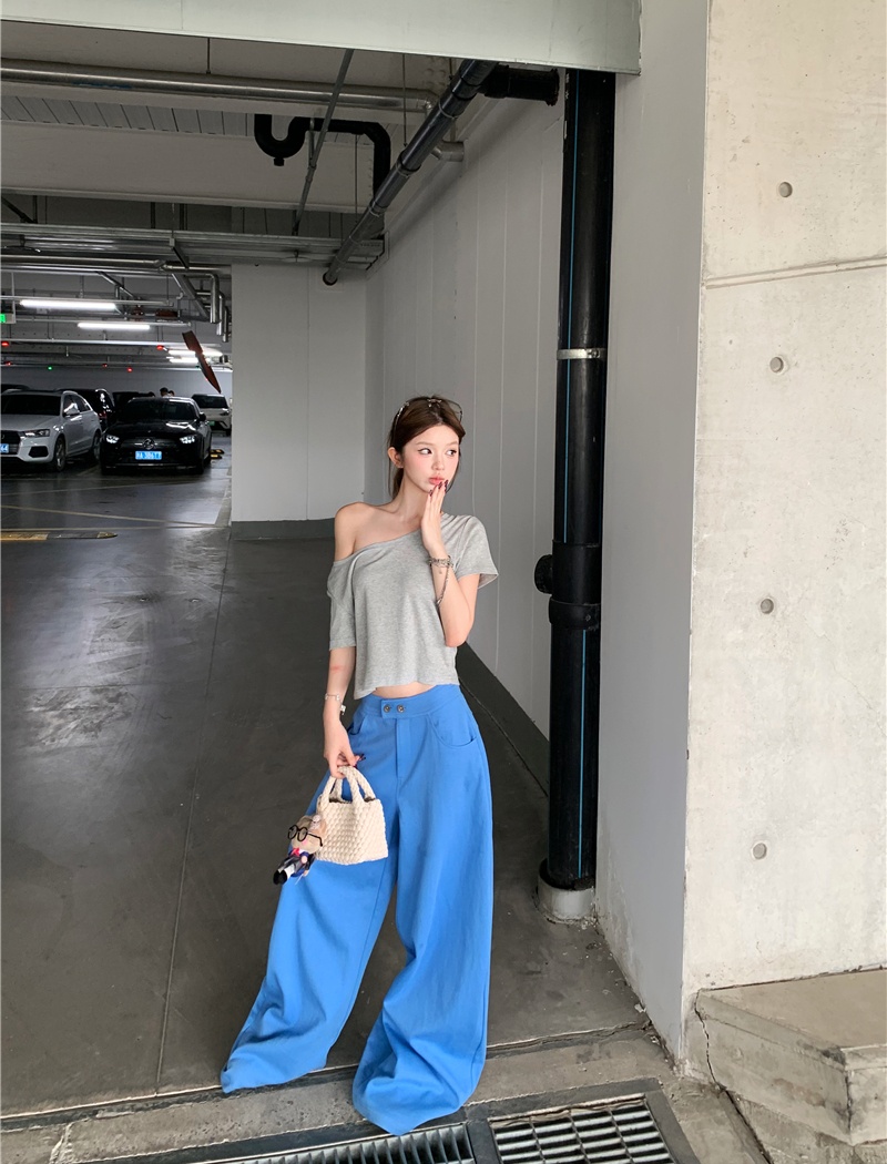 Korean style lazy wide leg pants Casual tops for women
