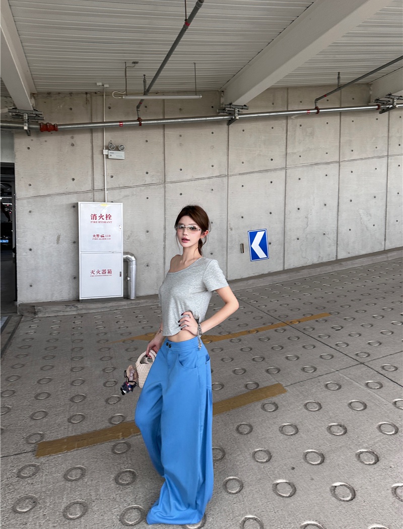 Korean style lazy wide leg pants Casual tops for women
