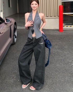 Halter low-waist Casual jeans sexy loose tops for women