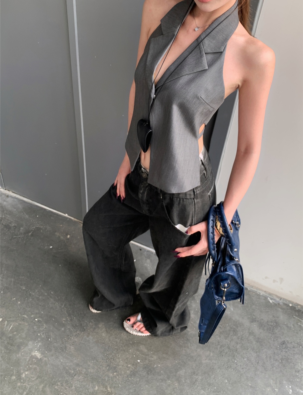 Halter low-waist Casual jeans sexy loose tops for women