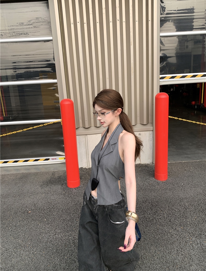 Halter low-waist Casual jeans sexy loose tops for women