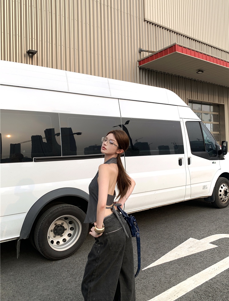 Halter low-waist Casual jeans sexy loose tops for women