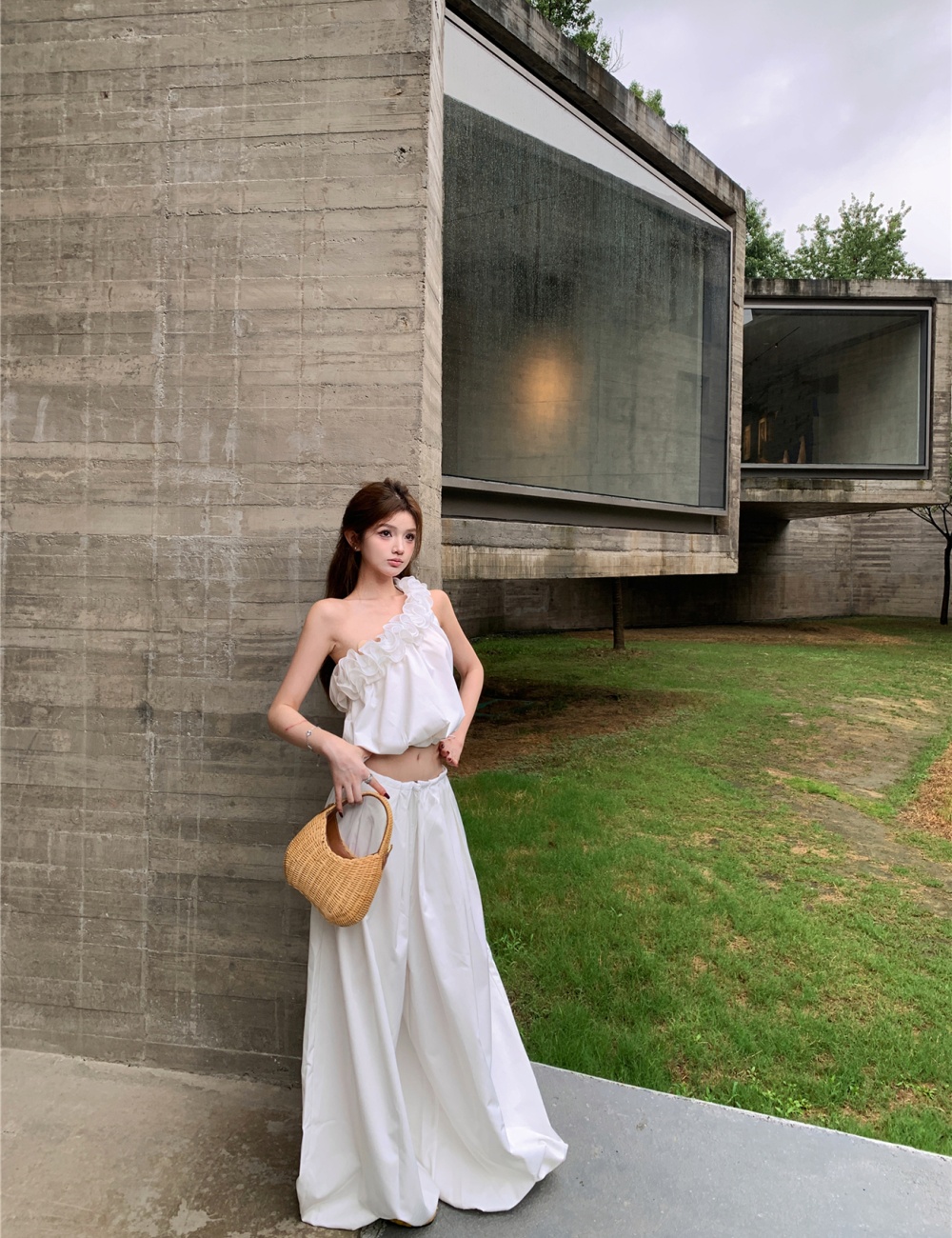 Lantern long pants wide leg pants a set for women