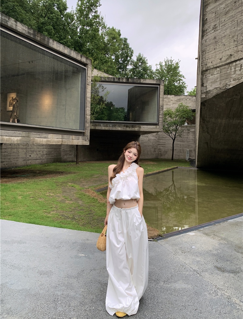 Lantern long pants wide leg pants a set for women