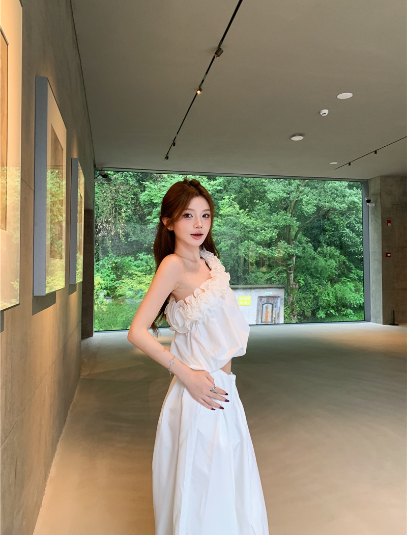Lantern long pants wide leg pants a set for women