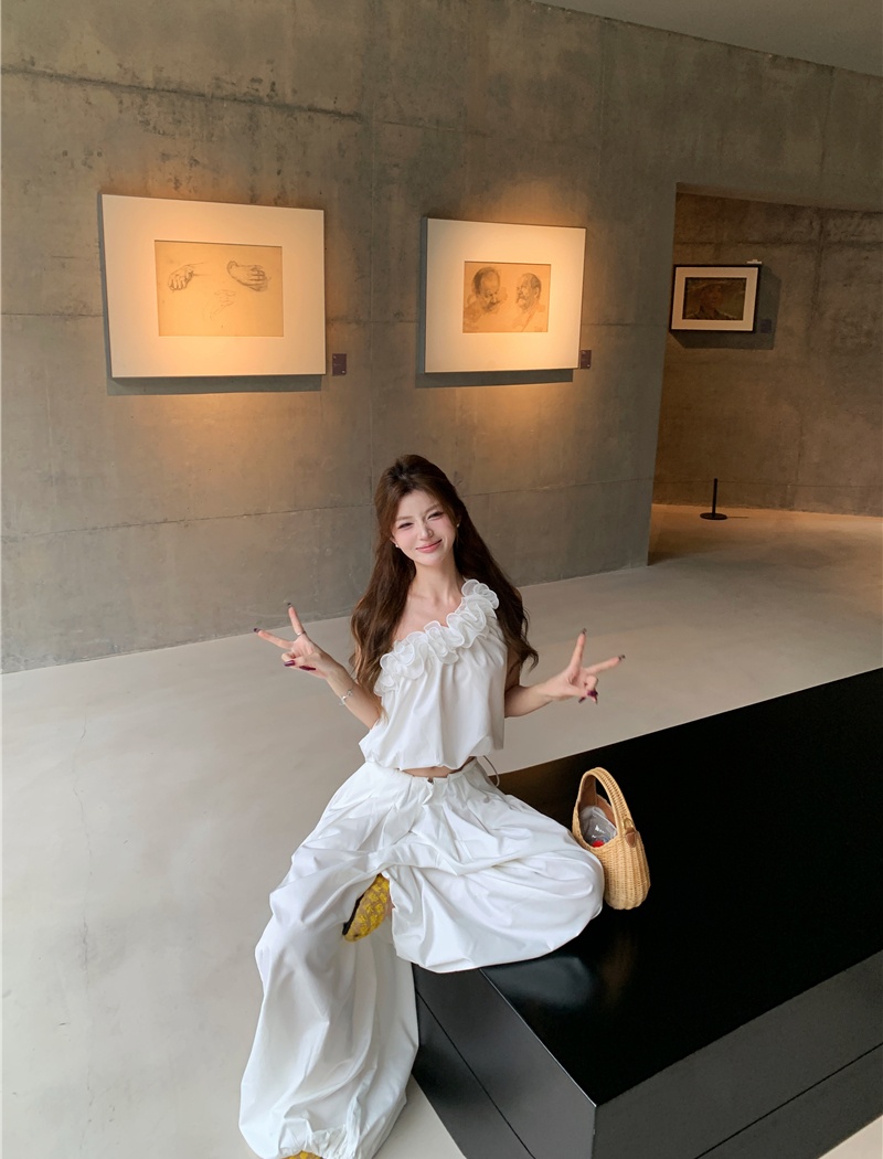 Lantern long pants wide leg pants a set for women
