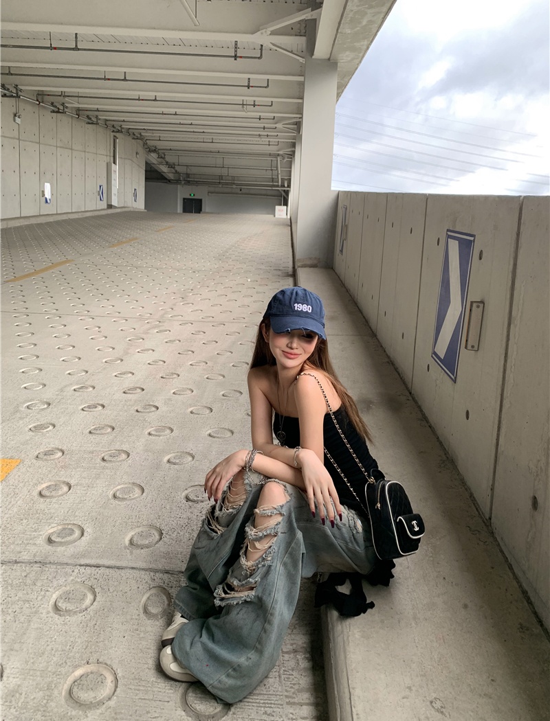 Irregular spicegirl tops loose jeans a set for women