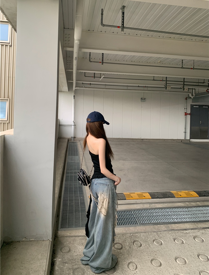 Irregular spicegirl tops loose jeans a set for women