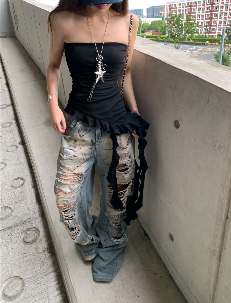 Irregular spicegirl tops loose jeans a set for women