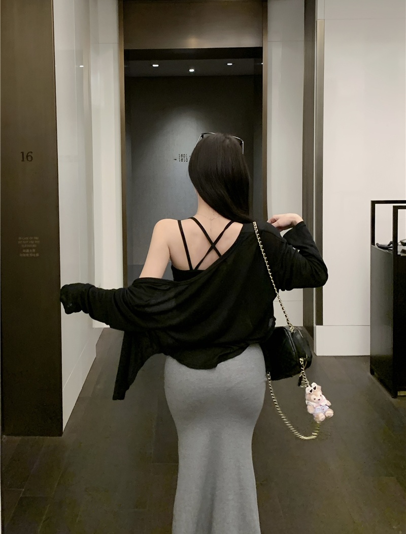 Sunscreen short skirt sexy skirt 3pcs set for women
