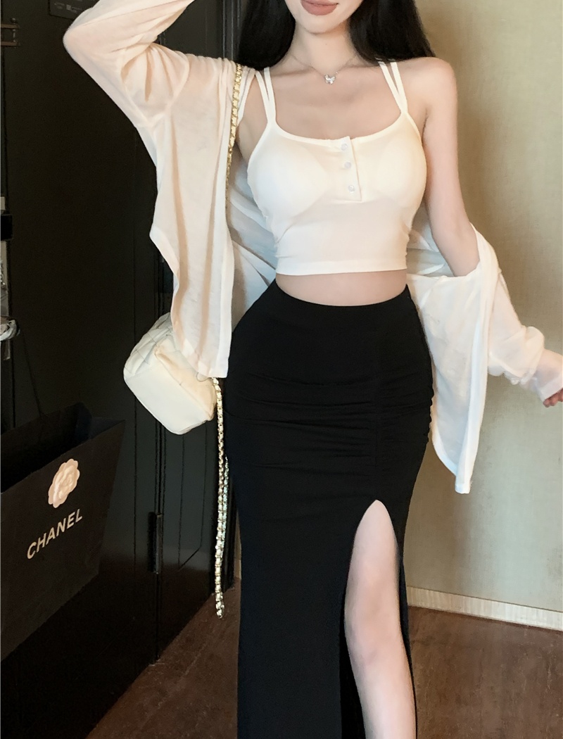 Sunscreen short skirt sexy skirt 3pcs set for women