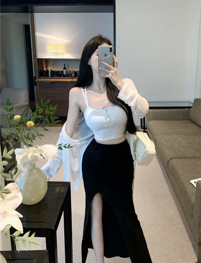 Sunscreen short skirt sexy skirt 3pcs set for women