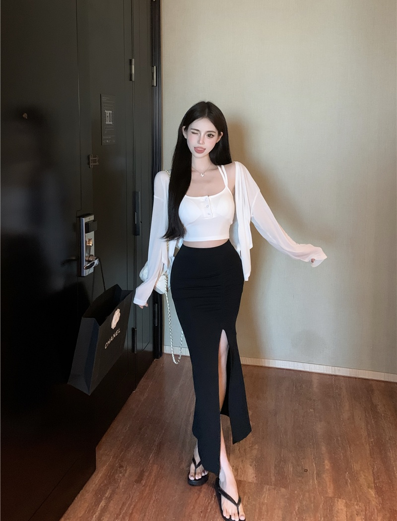 Sunscreen short skirt sexy skirt 3pcs set for women