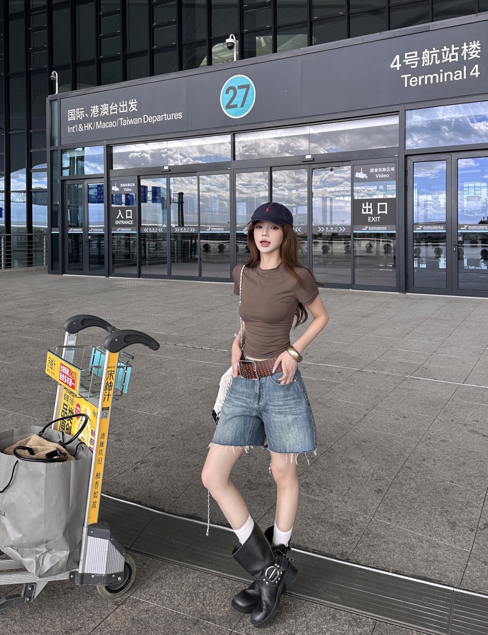 Short sleeve low-waist short jeans American style five pants