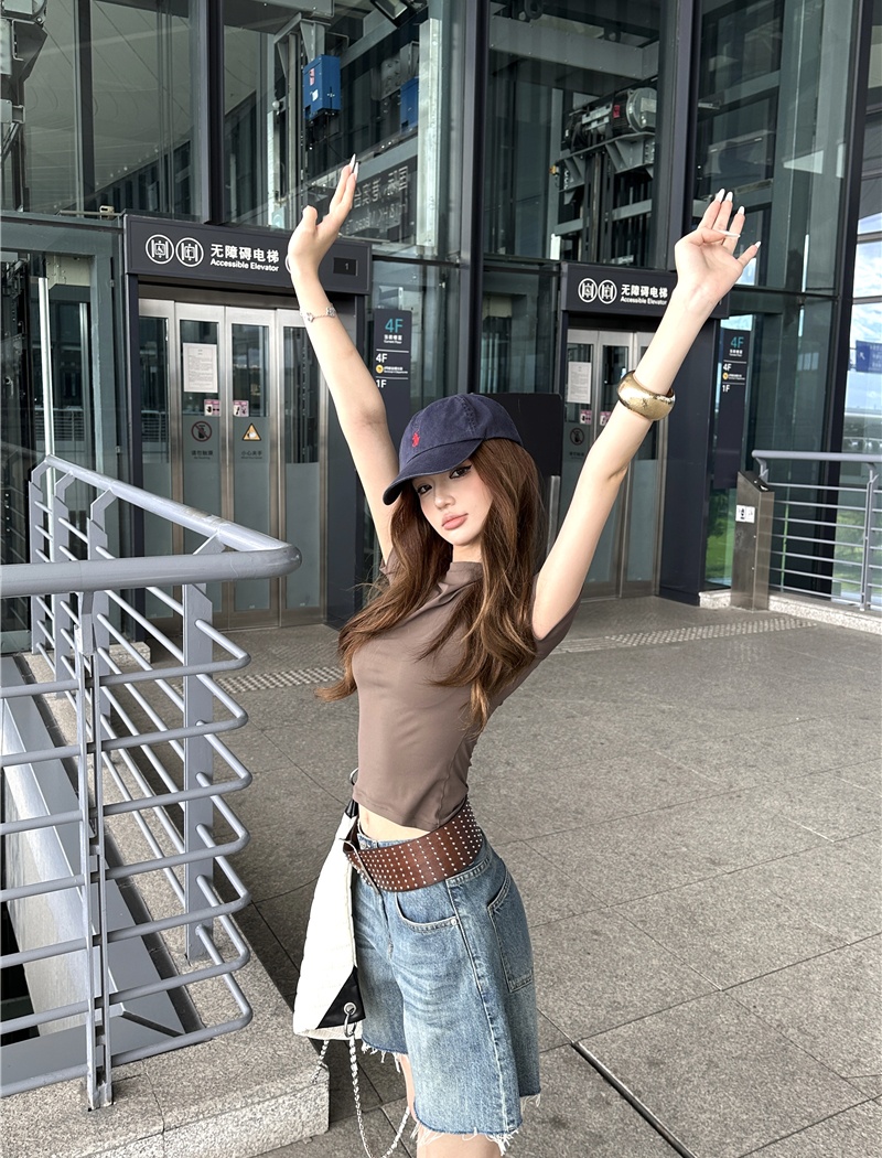Short sleeve low-waist short jeans American style five pants