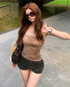 Gauze shorts leather short pants for women