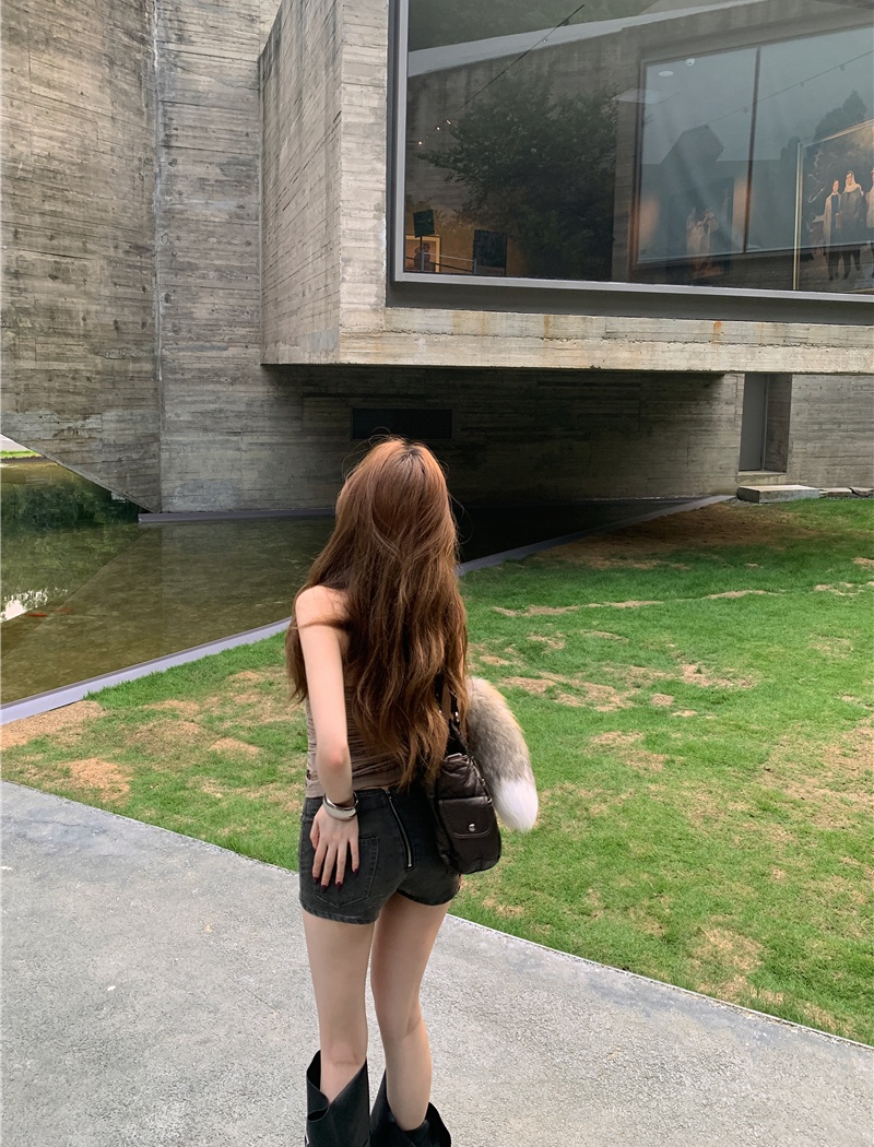 Gauze shorts leather short pants for women