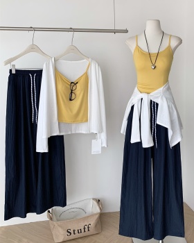 Temperament vest wide leg pants 3pcs set for women