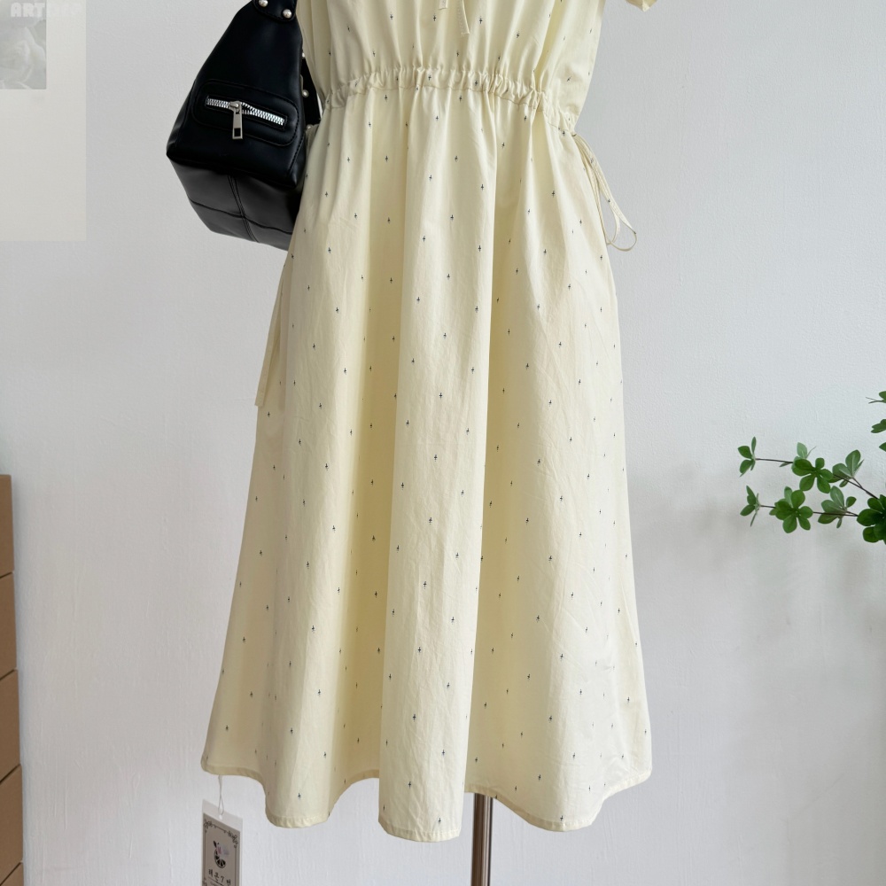 A-line stars colors long lapel summer dress for women