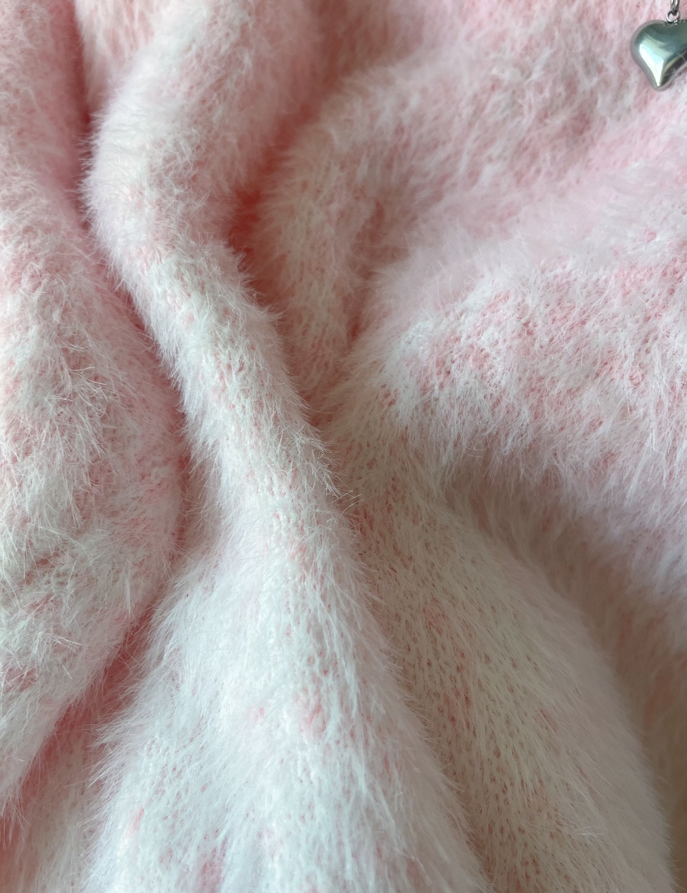 Pullover mink velvet gradient mohair sweater for women