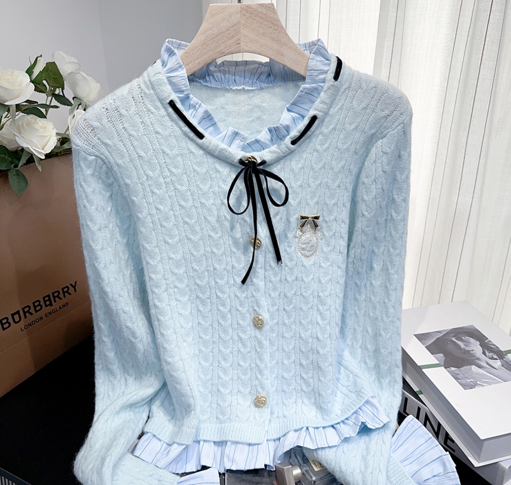 College style splice sweater niche shirt for women