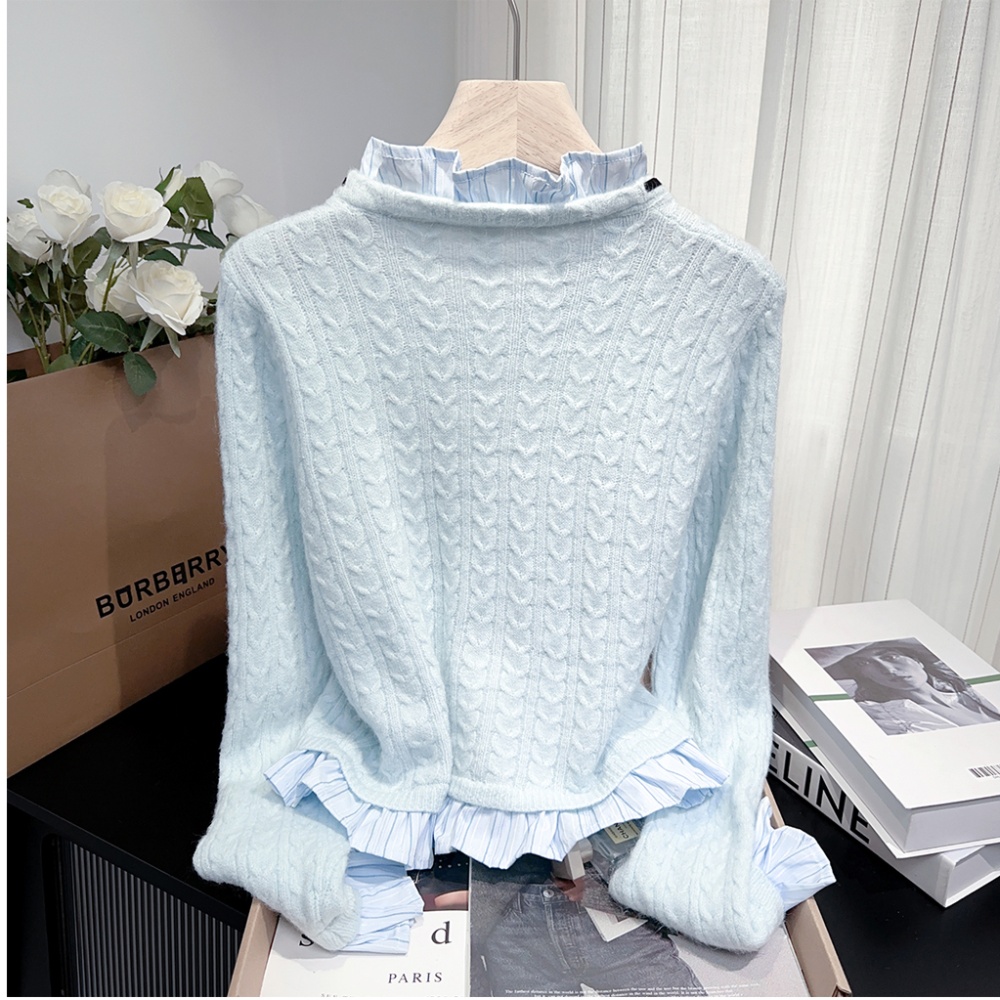 College style splice sweater niche shirt for women