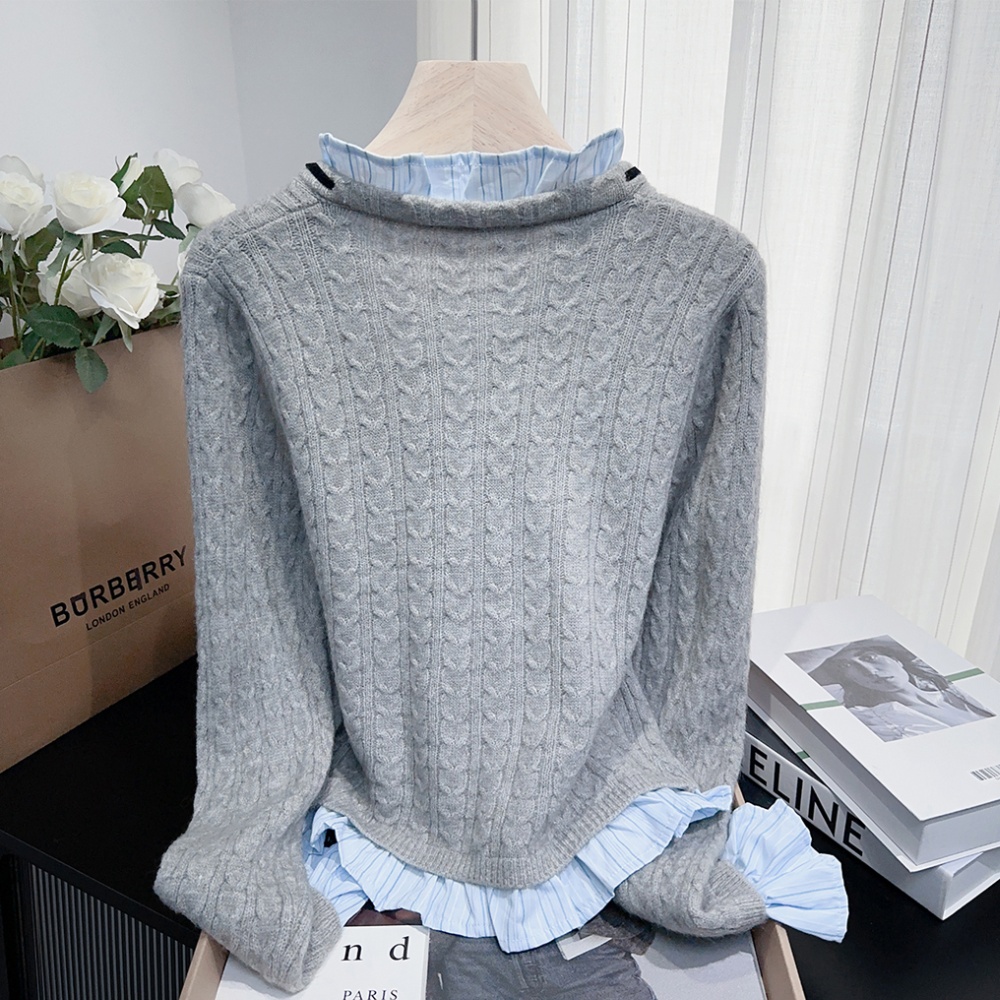 College style splice sweater niche shirt for women
