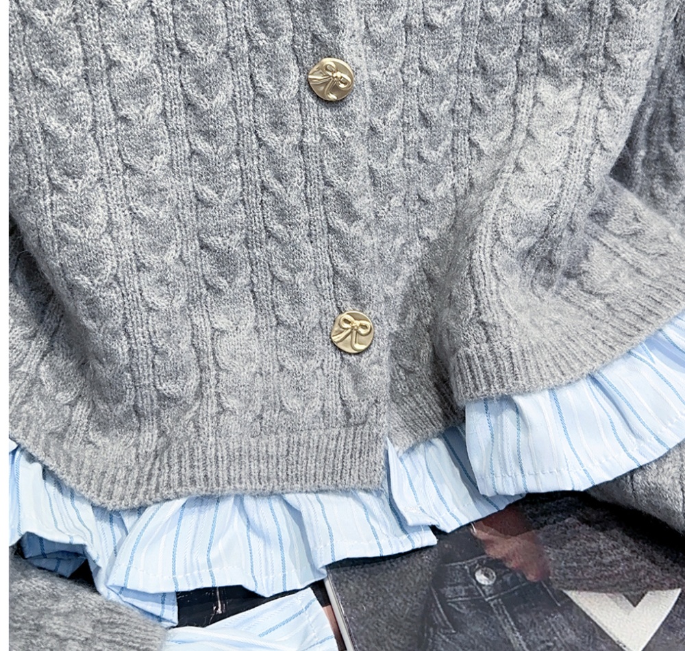 College style splice sweater niche shirt for women