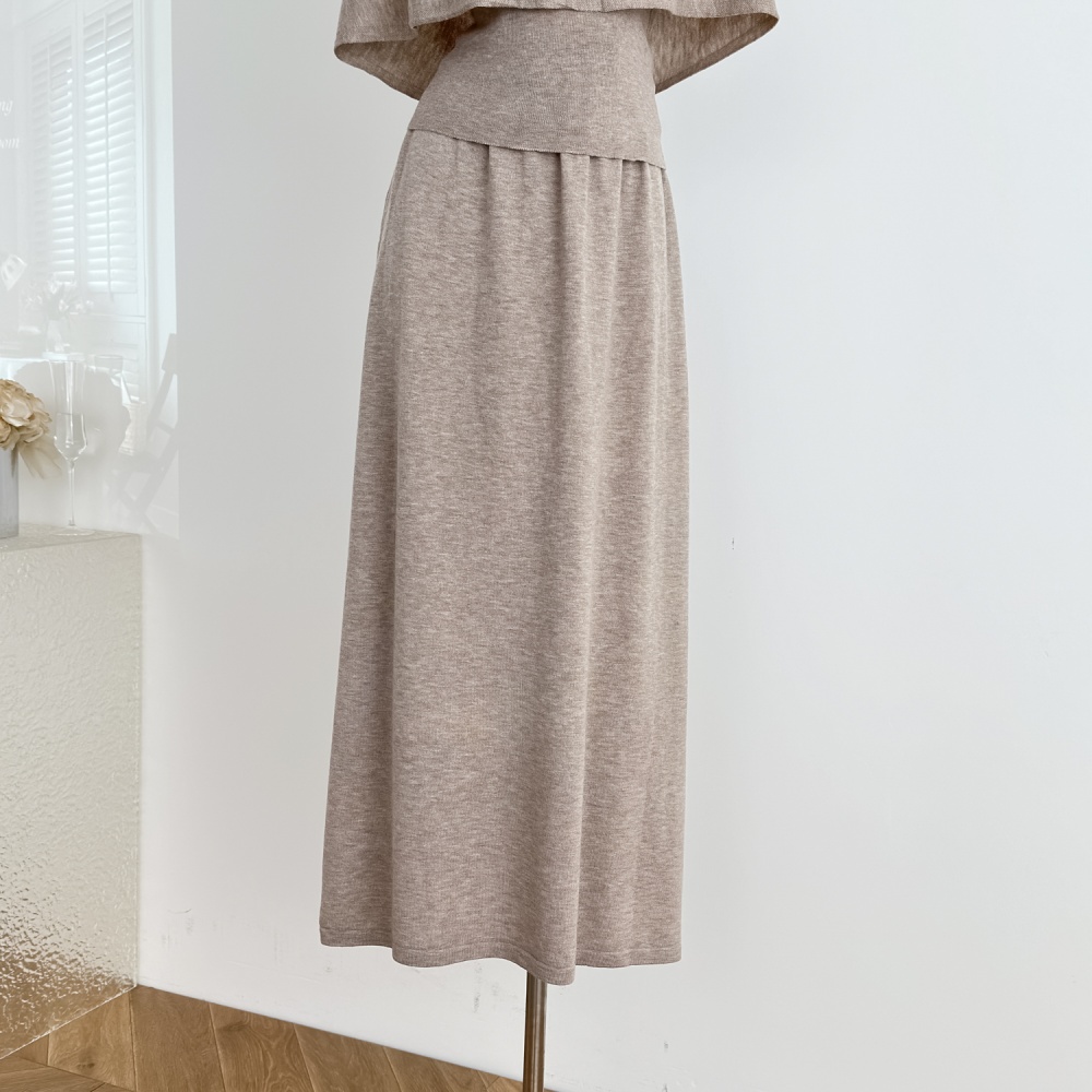 High waist tops summer skirt 2pcs set for women