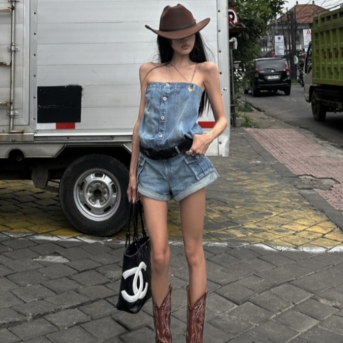 Spicegirl blue denim retro jumpsuit