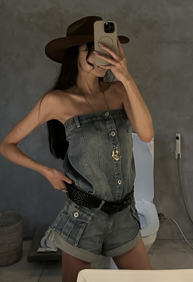 Spicegirl blue denim retro jumpsuit