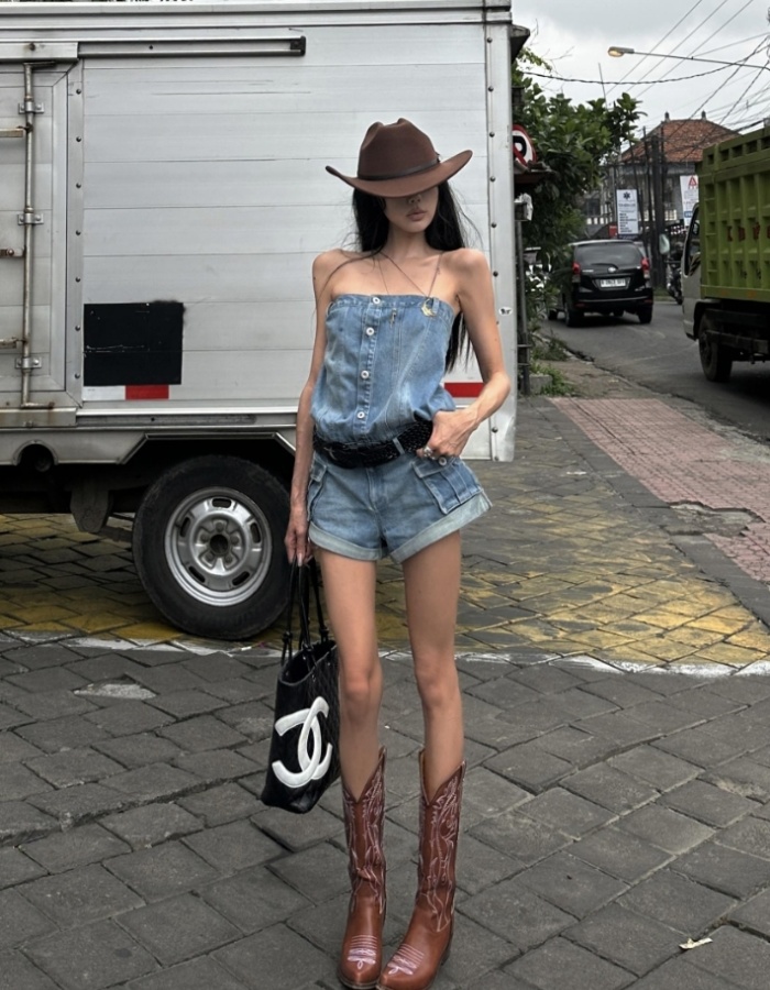Spicegirl blue denim retro jumpsuit