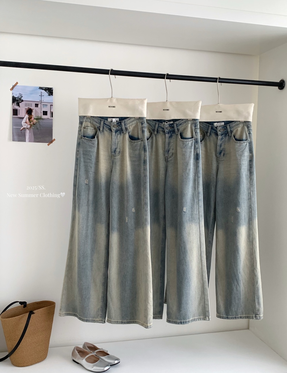 Retro straight jeans cotton long pants for women