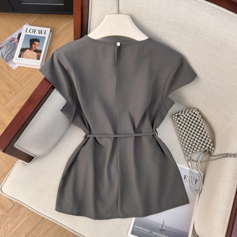 Niche unique tops sleeveless pinched waist shirt for women