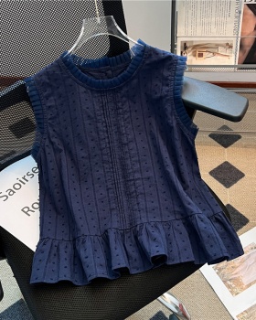 Lace collar small shirt sleeveless shirt for women