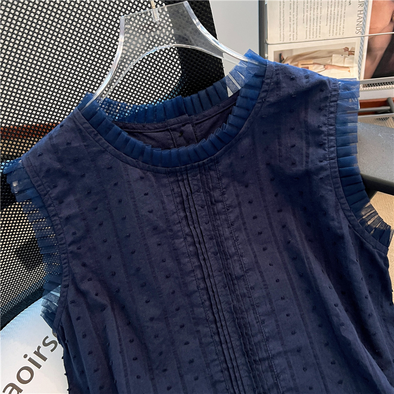 Lace collar small shirt sleeveless shirt for women