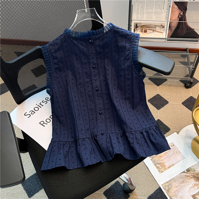 Lace collar small shirt sleeveless shirt for women
