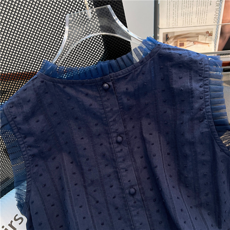 Lace collar small shirt sleeveless shirt for women