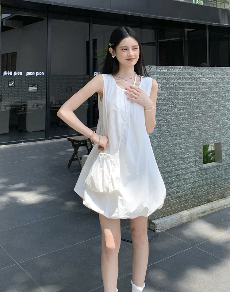 White Hepburn style dress bud enticement T-back for women