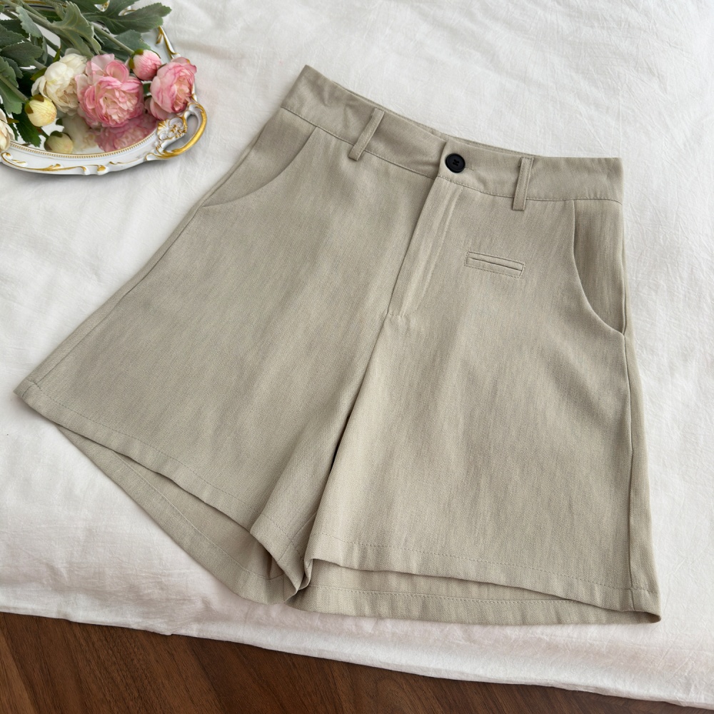 Flax Korean style shorts cotton linen shirt a set for women