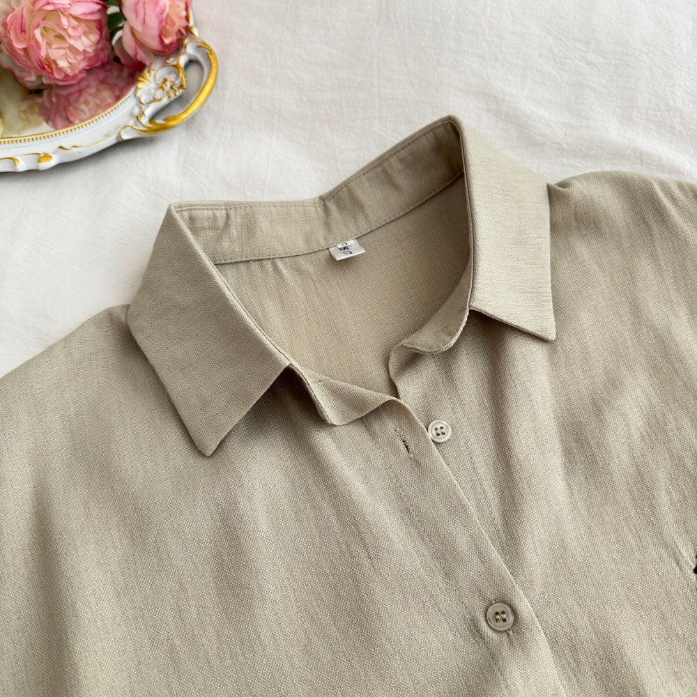 Flax Korean style shorts cotton linen shirt a set for women