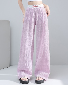 Drape loose wide leg pants lace casual pants for women