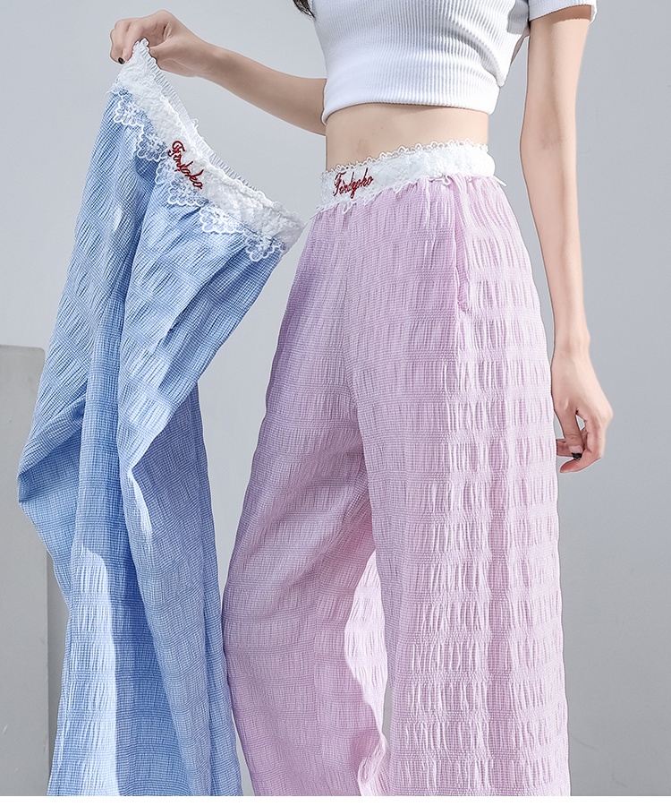 Drape loose wide leg pants lace casual pants for women