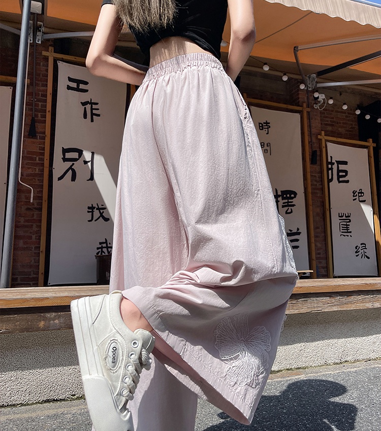 Sweet wide leg pants flowers casual pants for women