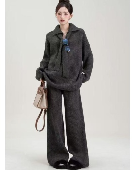 Autumn and winter sweater casual pants a set for women