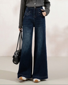Nine tenths washed thin retro loose jeans for women