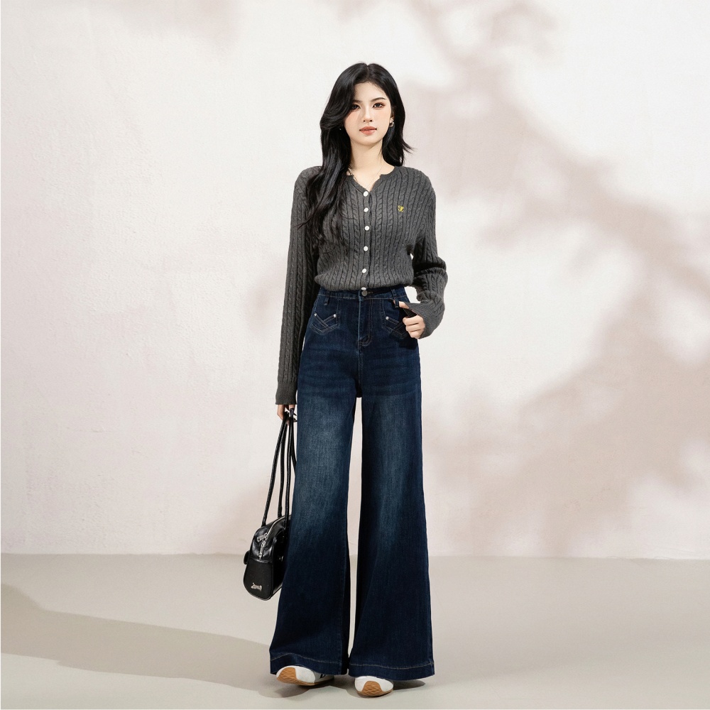 Nine tenths washed thin retro loose jeans for women