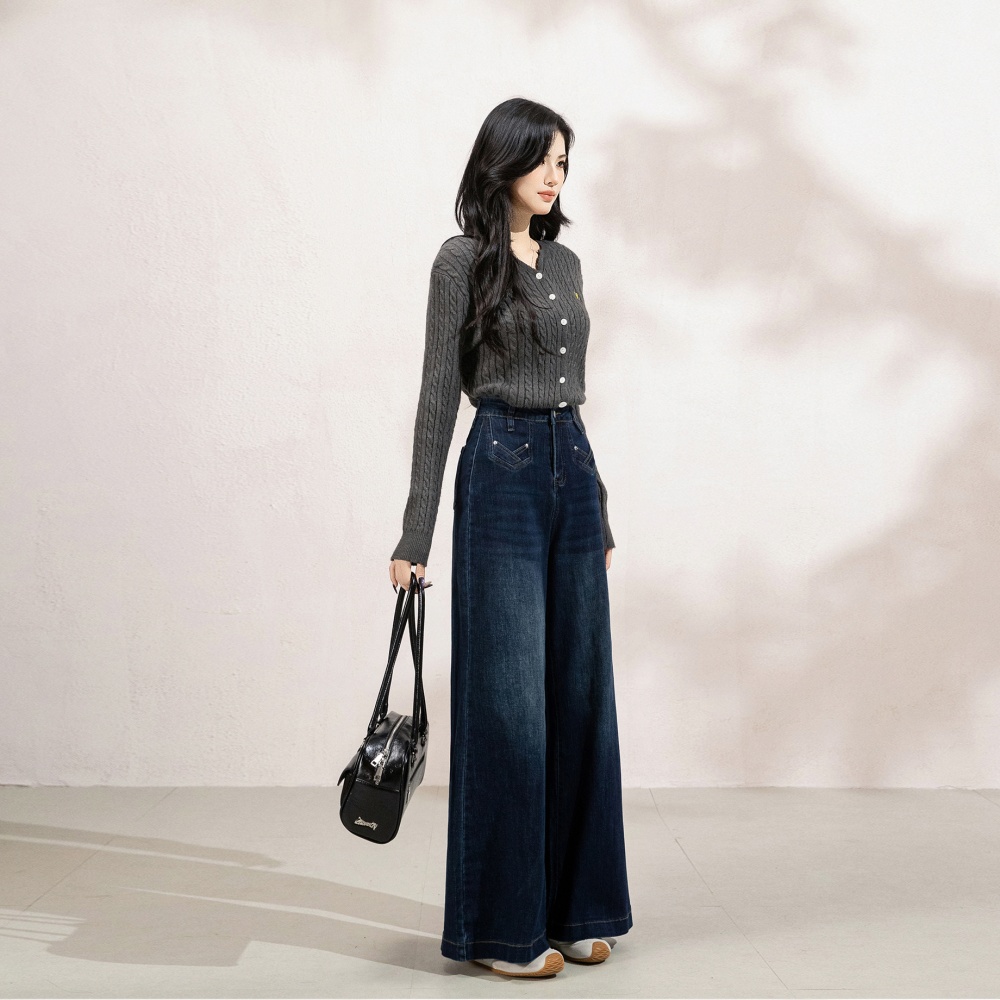 Nine tenths washed thin retro loose jeans for women